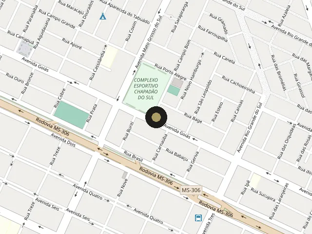 Mapa com a localização do escritório, Av. Goiás, 446, Chapadão do Sul